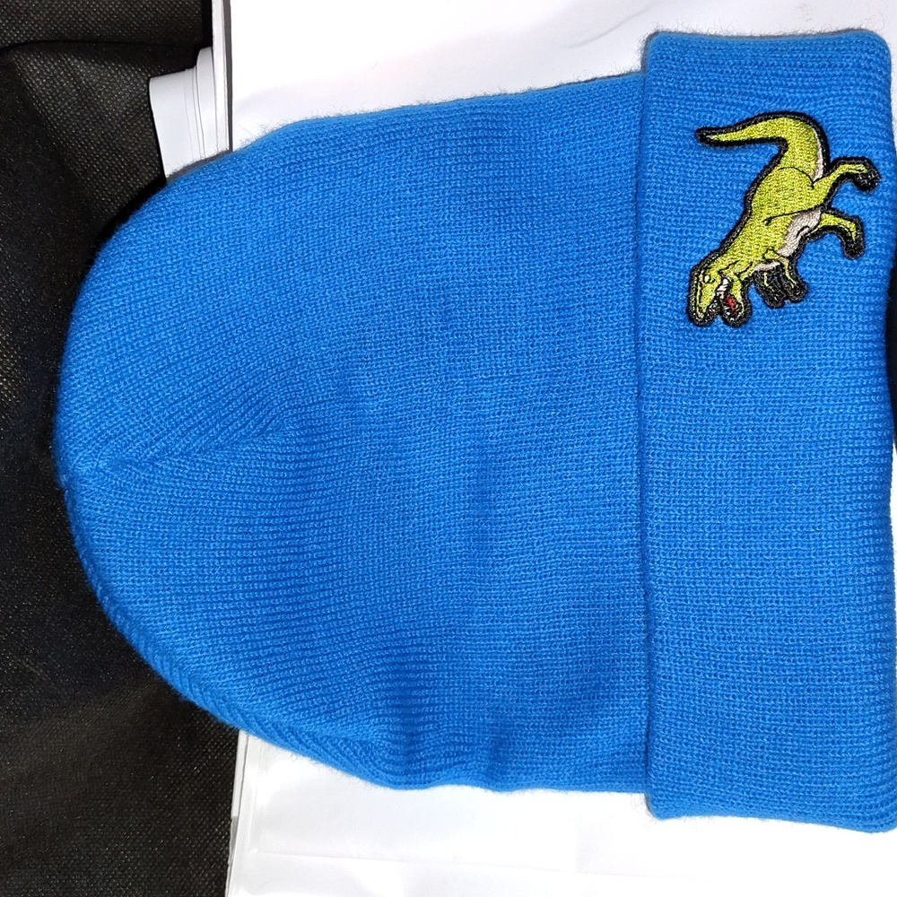 3/$15🌀🆕Blu'tiful  Beanie with Dinosaur Patch Adults Or Kids NWT